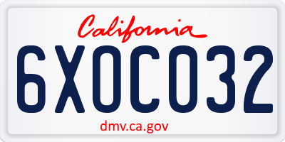 CA license plate 6XOC032
