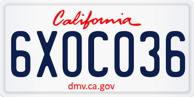 CA license plate 6XOC036