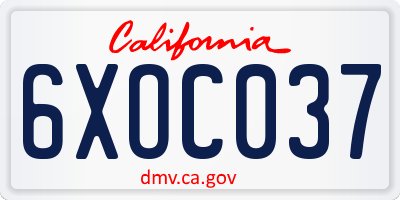 CA license plate 6XOC037