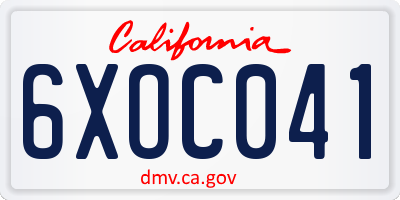 CA license plate 6XOC041