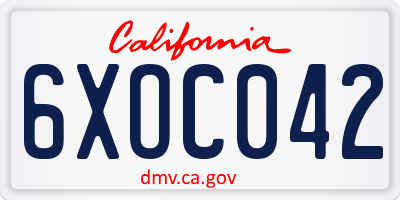CA license plate 6XOC042