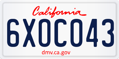 CA license plate 6XOC043