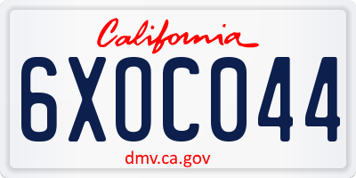 CA license plate 6XOC044