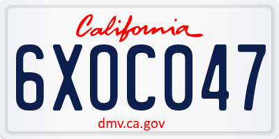 CA license plate 6XOC047