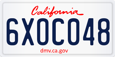 CA license plate 6XOC048