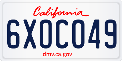 CA license plate 6XOC049