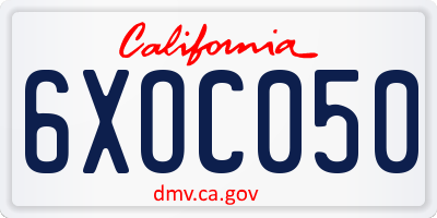 CA license plate 6XOC050