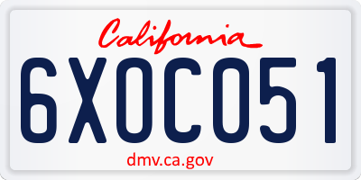 CA license plate 6XOC051