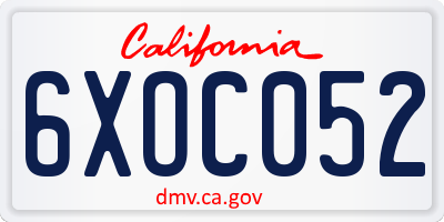 CA license plate 6XOC052