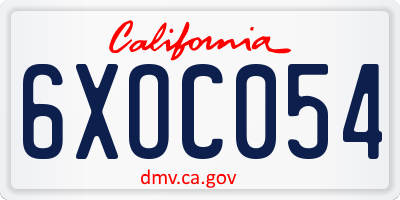 CA license plate 6XOC054