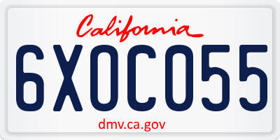 CA license plate 6XOC055