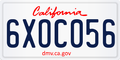 CA license plate 6XOC056