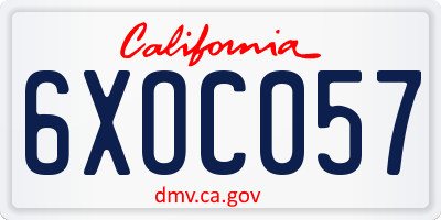 CA license plate 6XOC057