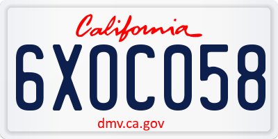 CA license plate 6XOC058