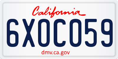 CA license plate 6XOC059