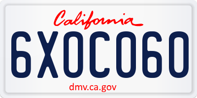 CA license plate 6XOC060