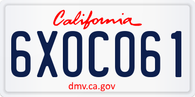 CA license plate 6XOC061