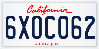CA license plate 6XOC062