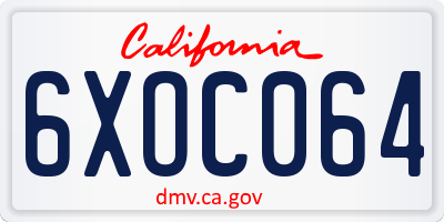 CA license plate 6XOC064