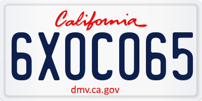 CA license plate 6XOC065