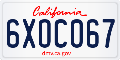 CA license plate 6XOC067