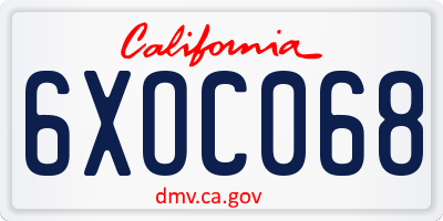 CA license plate 6XOC068