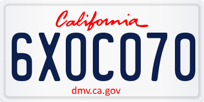CA license plate 6XOC070