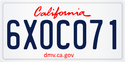 CA license plate 6XOC071