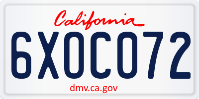 CA license plate 6XOC072