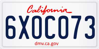 CA license plate 6XOC073