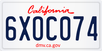 CA license plate 6XOC074
