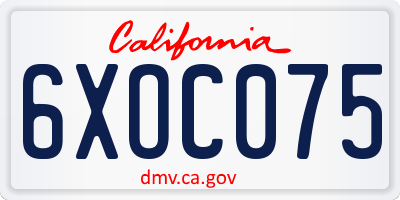 CA license plate 6XOC075