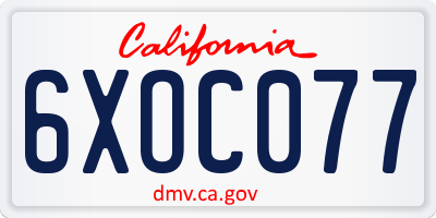 CA license plate 6XOC077