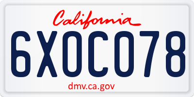 CA license plate 6XOC078