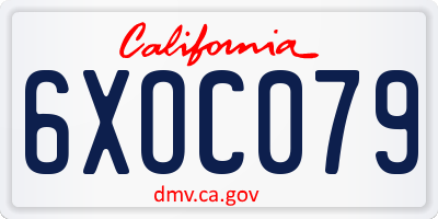 CA license plate 6XOC079