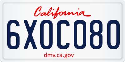 CA license plate 6XOC080
