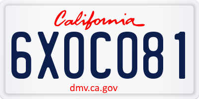 CA license plate 6XOC081