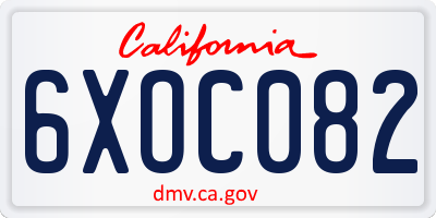 CA license plate 6XOC082