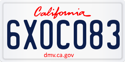 CA license plate 6XOC083