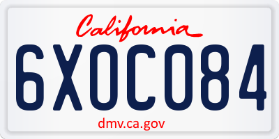 CA license plate 6XOC084