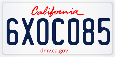 CA license plate 6XOC085