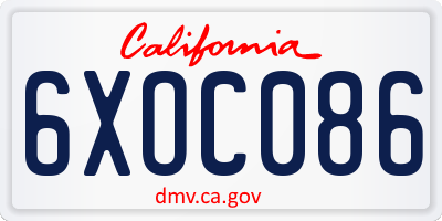 CA license plate 6XOC086