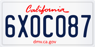 CA license plate 6XOC087