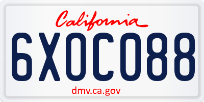 CA license plate 6XOC088