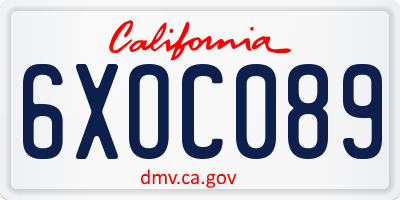CA license plate 6XOC089