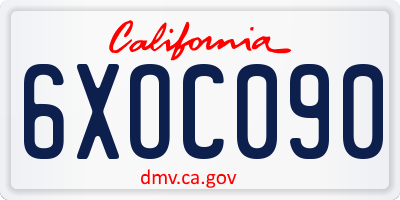 CA license plate 6XOC090