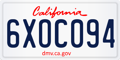 CA license plate 6XOC094