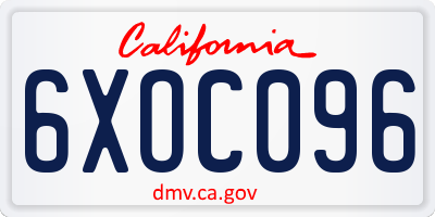 CA license plate 6XOC096