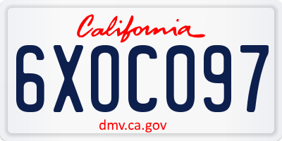 CA license plate 6XOC097