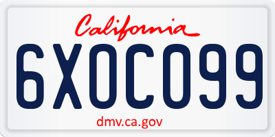 CA license plate 6XOC099